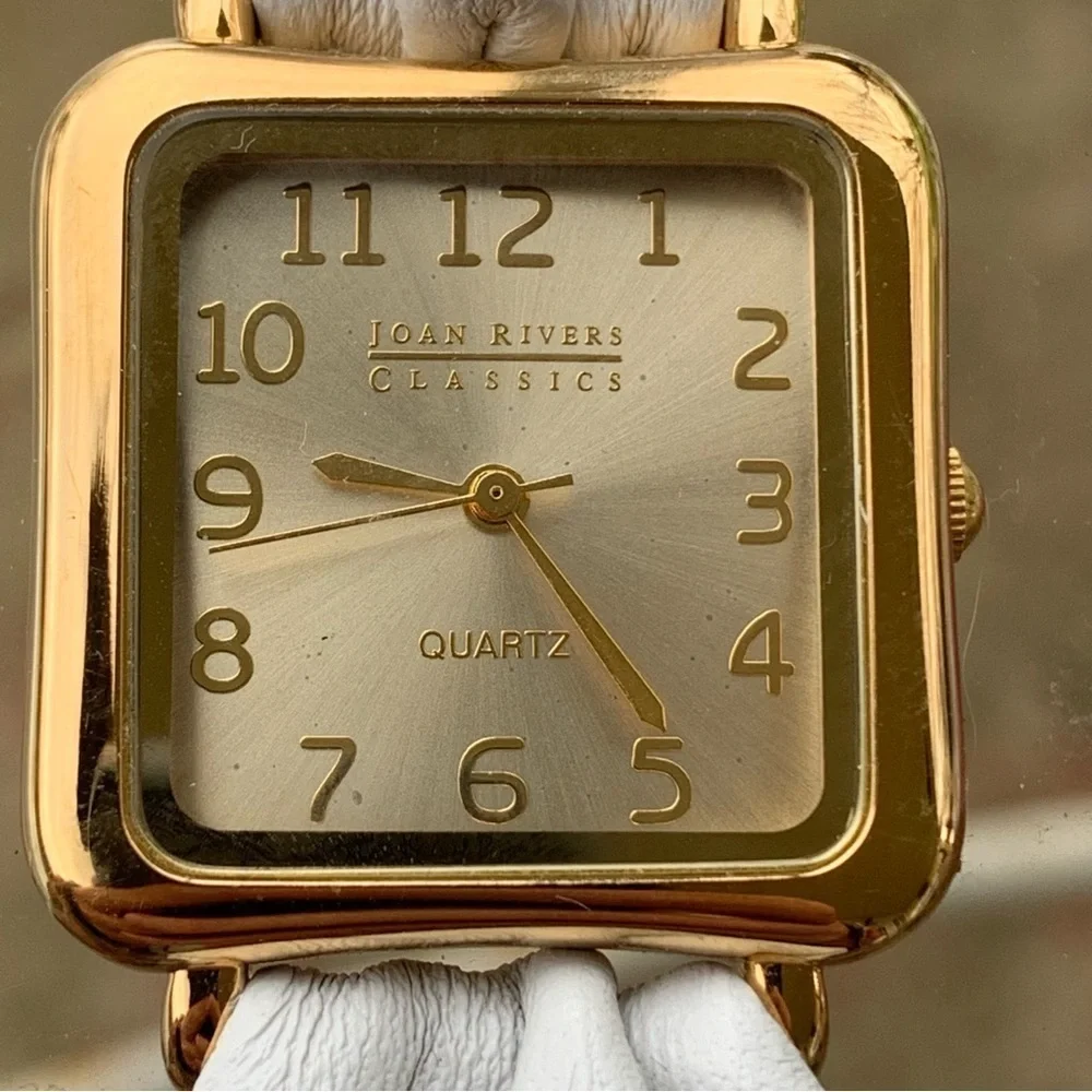 Joan Rivers Classics Womens Wristwatch White Leather Band